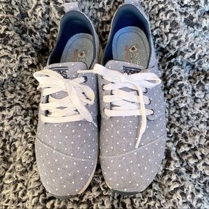 Bobs by Skechers Tennis Shoes Sneakers Navy Size 10 Denim Polka Dots Like New